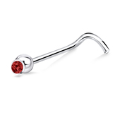 Stone Set Silver Curved Nose Stud NSKB-144